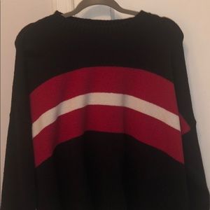 black red and white striped sweater